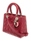 DIOR Cannage Lady Dior Medium Top Handle Bag - Red