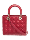 DIOR Cannage Lady Dior Medium Top Handle Bag - Red
