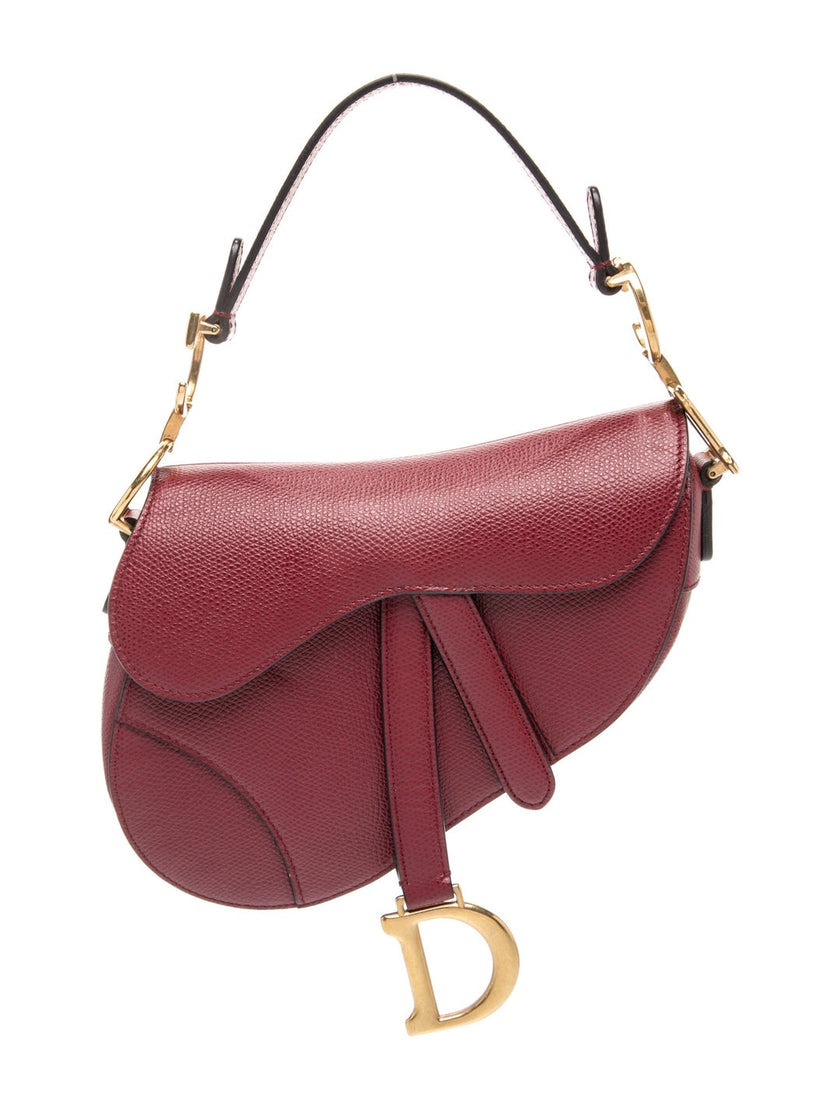 DIOR Leather Saddle Shoulder Bag - Burgundy