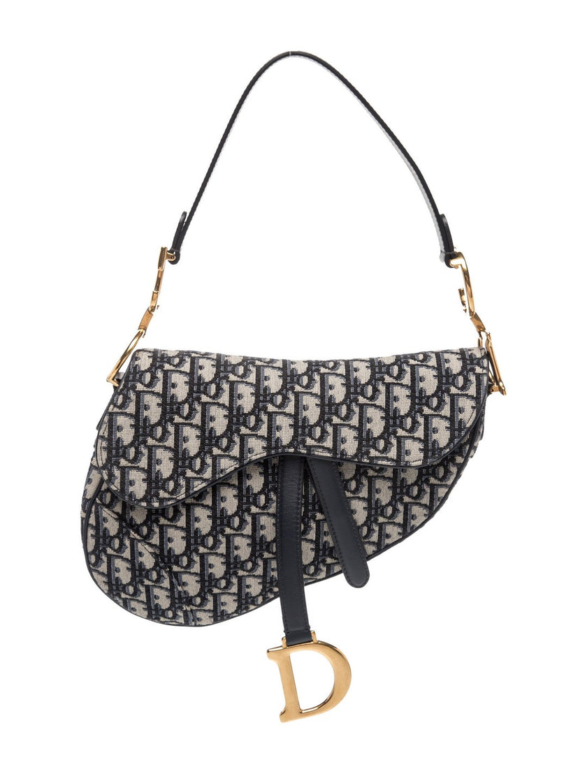 DIOR Oblique Jacquard Oblique Saddle Shoulder Bag - Blue