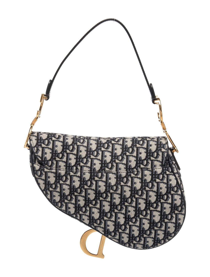 DIOR Oblique Jacquard Oblique Saddle Shoulder Bag - Blue