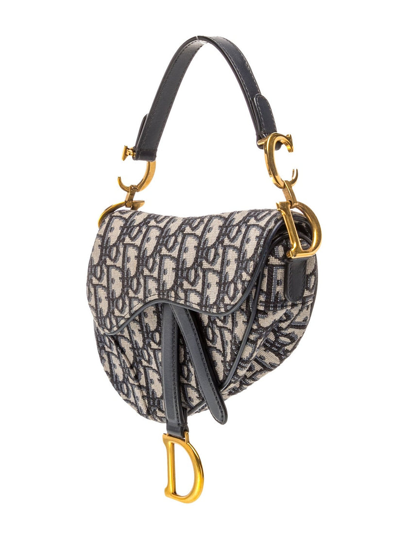 DIOR Oblique Jacquard Oblique Saddle Mini Top Handle Bag