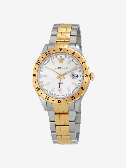 VERSACE Hellenyium GMT Silver Dial Men's Watch 42MM