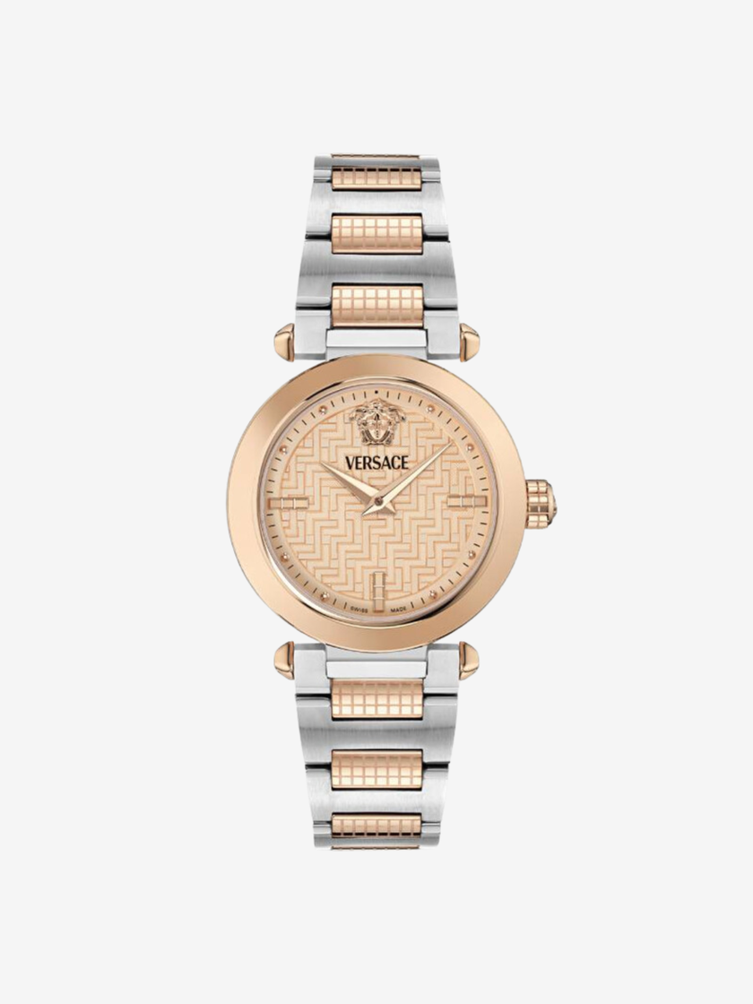 VERSACE Greek Quartz Rose Gold Dial Ladies Watch 35MM