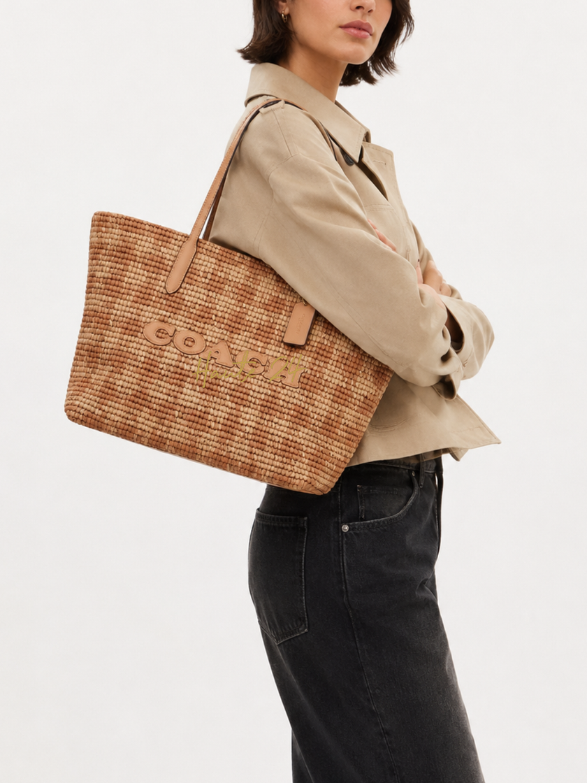 COACH City Tote Bag With Gingham Print