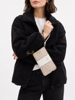 [Arriving at India] COACH Corner Zip Wristlet In Signature Canvas With Stripe - Sand/Chalk