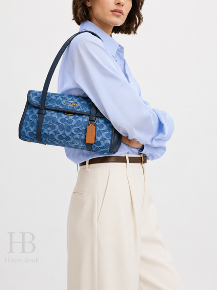 COACH Bridget Flap Shoulder Bag In Signature Denim