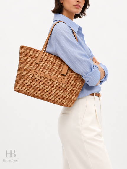 COACH City Tote Bag With Gingham Print