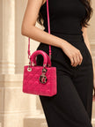 DIOR Cannage Lady Dior Small Pink Leather