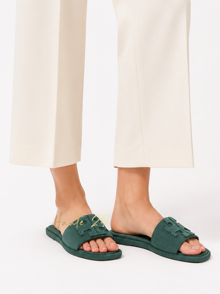 TORY BURCH Double T Sport Slide - Warm Teal / Warm Teal