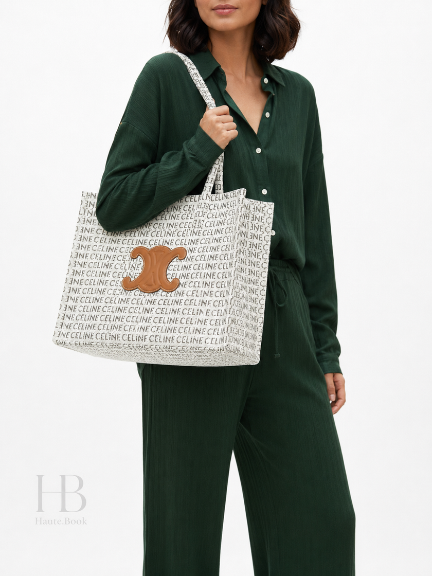 CELINE Large Cabas Thais Bag White