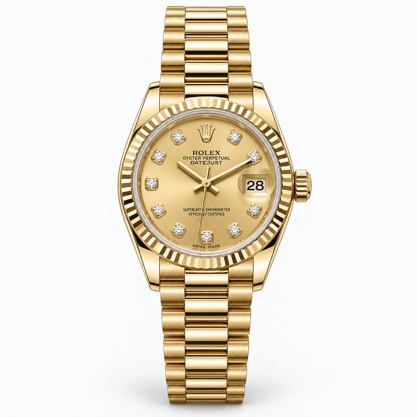 [Store Display Model ] Rolex Lady-Datejust 26 mm Full Gold Presidential Bracelet