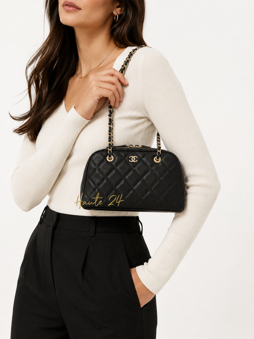 CHANEL Chain Clutch Bag Black