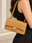 [Unused / Like New]CHANEL Classic M/L Medium Flap Quilted Beige