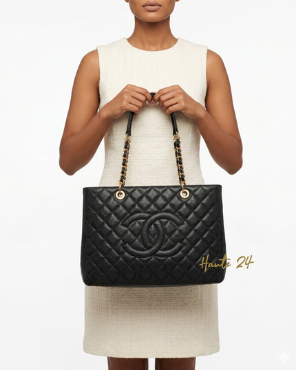 [Excellent / Like New] CHANEL GST Black Caviar Gold Hardware