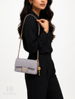 CHANEL Mini Rectangular Pearl Crush Grey Lambskin Aged Gold Hardware