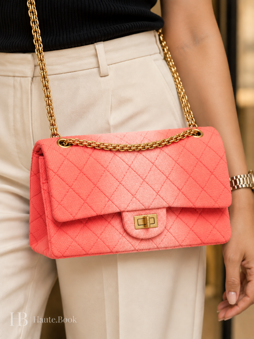 [Unused/Like New] CHANEL Reissue 225 Quilted Coral Ombre Denim