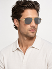 VERSACE Polarized Dark Grey Mirror Silver Navigator Men's Sunglasses 59mm