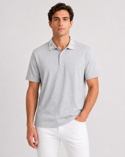 BURBERRY Ryland Collar Logo Polo Grey XXL