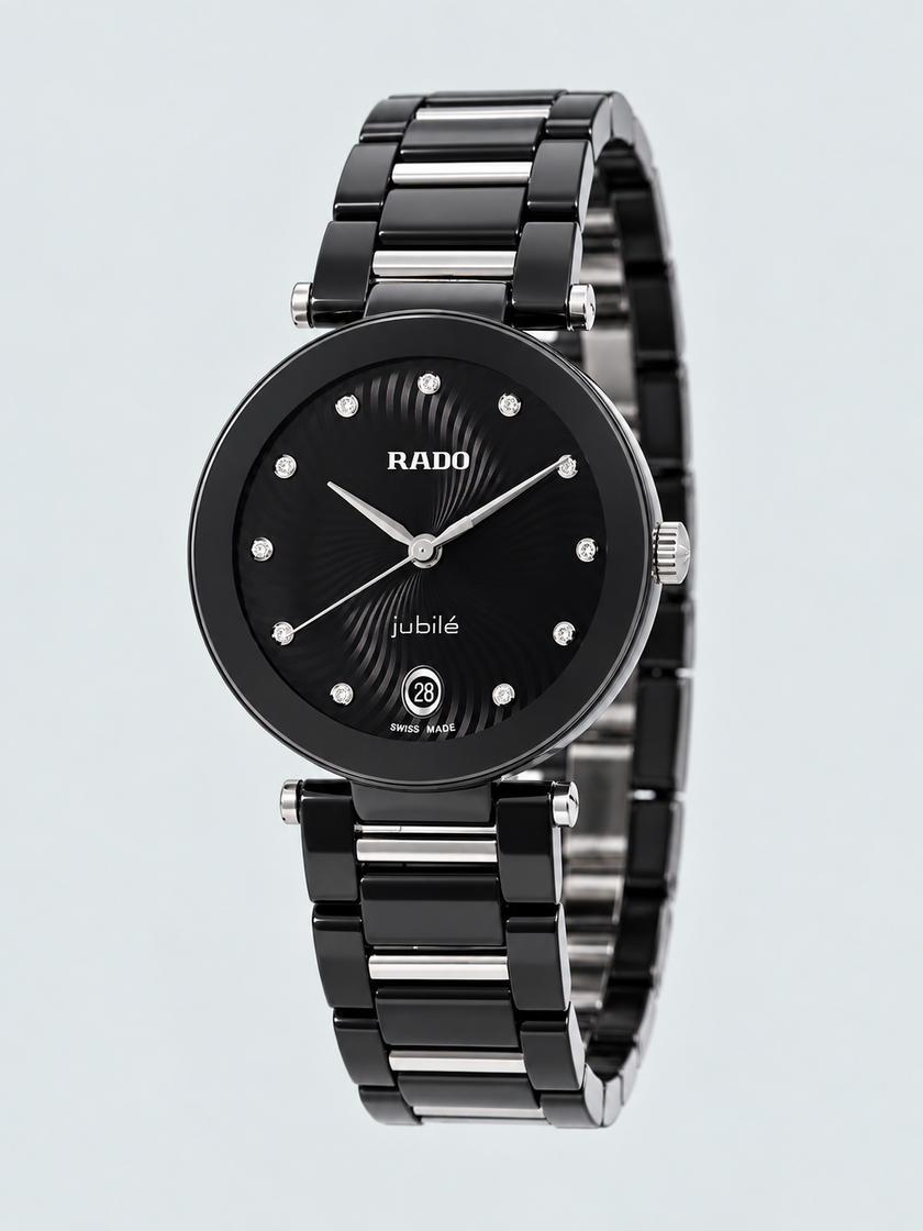 RADO LaCoupole Quartz Diamond Black Dial Ladies Watch 31MM