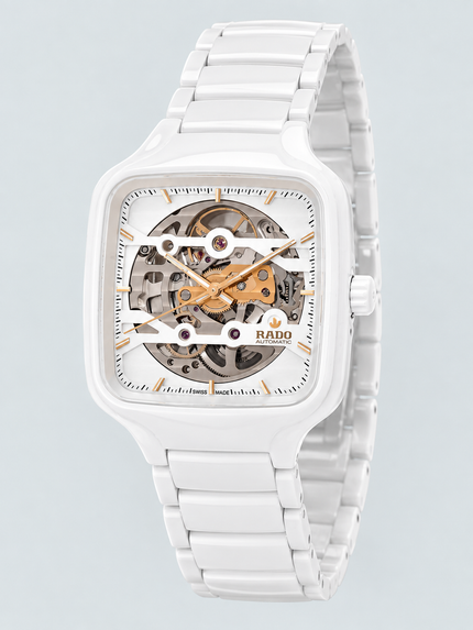 RADO True Square Automatic Skeleton White Dial Unisex Watch 38MM