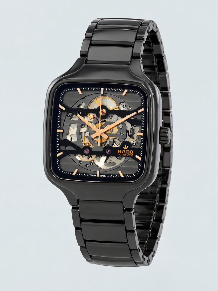 RADO True Square Automatic Skeleton Dial Unisex Watch 38MM