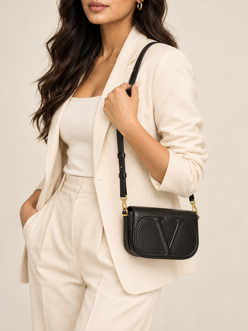 VALENTINO Cowhide Leather Shoulder Bag
