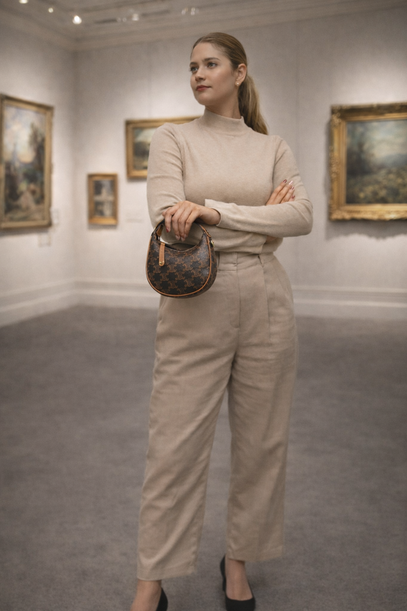 [At India] CELINE Lulu Teen Bag In Triomphe Canvas And Calfskin