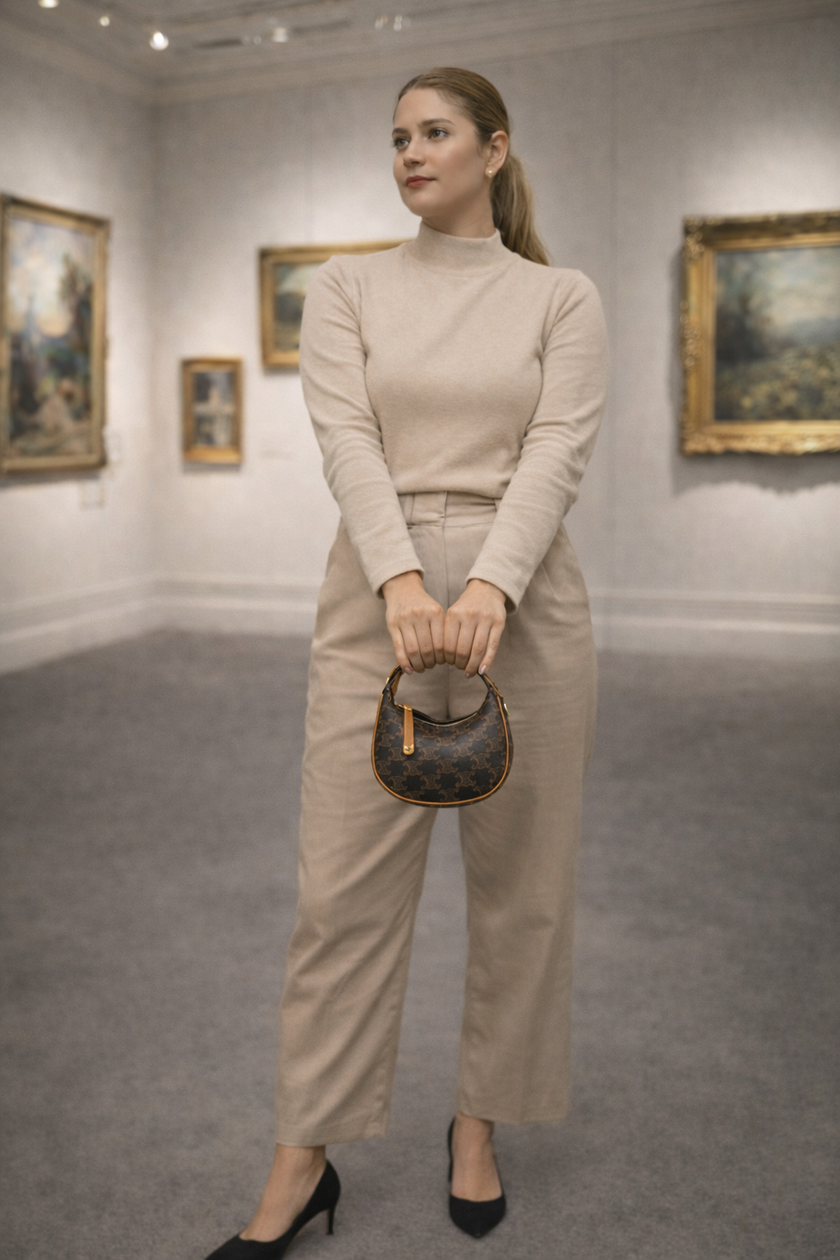 [At India] CELINE Lulu Teen Bag In Triomphe Canvas And Calfskin