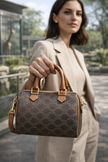 [At India] CELINE Small Boston In Triomphe Canvas And Calfskin