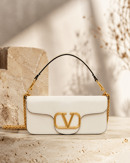 [At India] VALENTINO Loco Calfskin Shoulder Bag - Ivory
