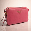[At India] PRADA Vitello Phenix Leather Double Zip Crossbody Bag