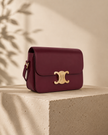 [At India] CELINE Triomphe Teen Bag In Shiny Calfskin - Light Bordeaux