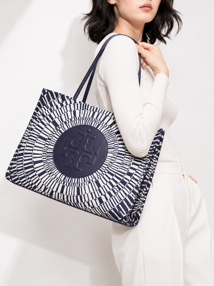 TORY BURCH Ella Printed Tote - Navy Circle