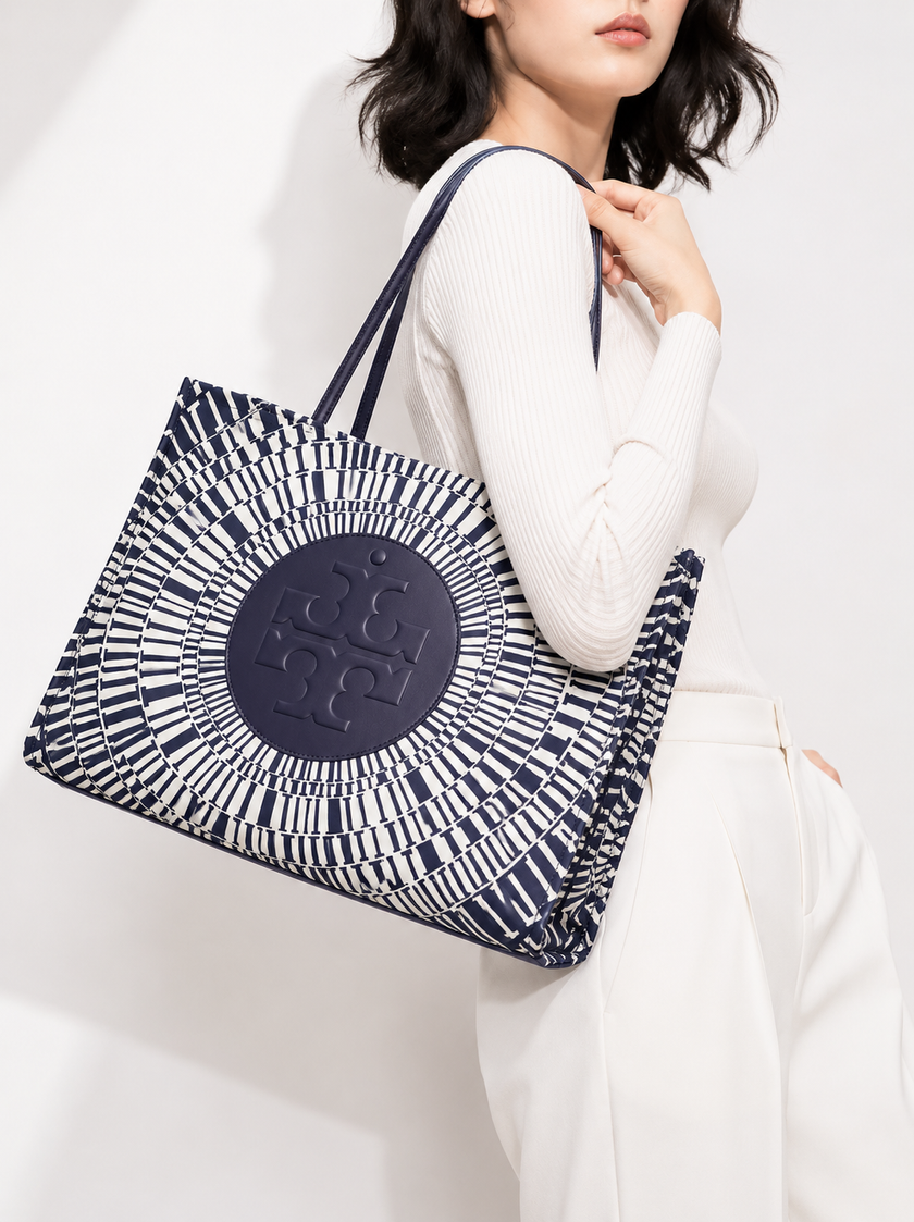 TORY BURCH Ella Printed Tote - Navy Circle
