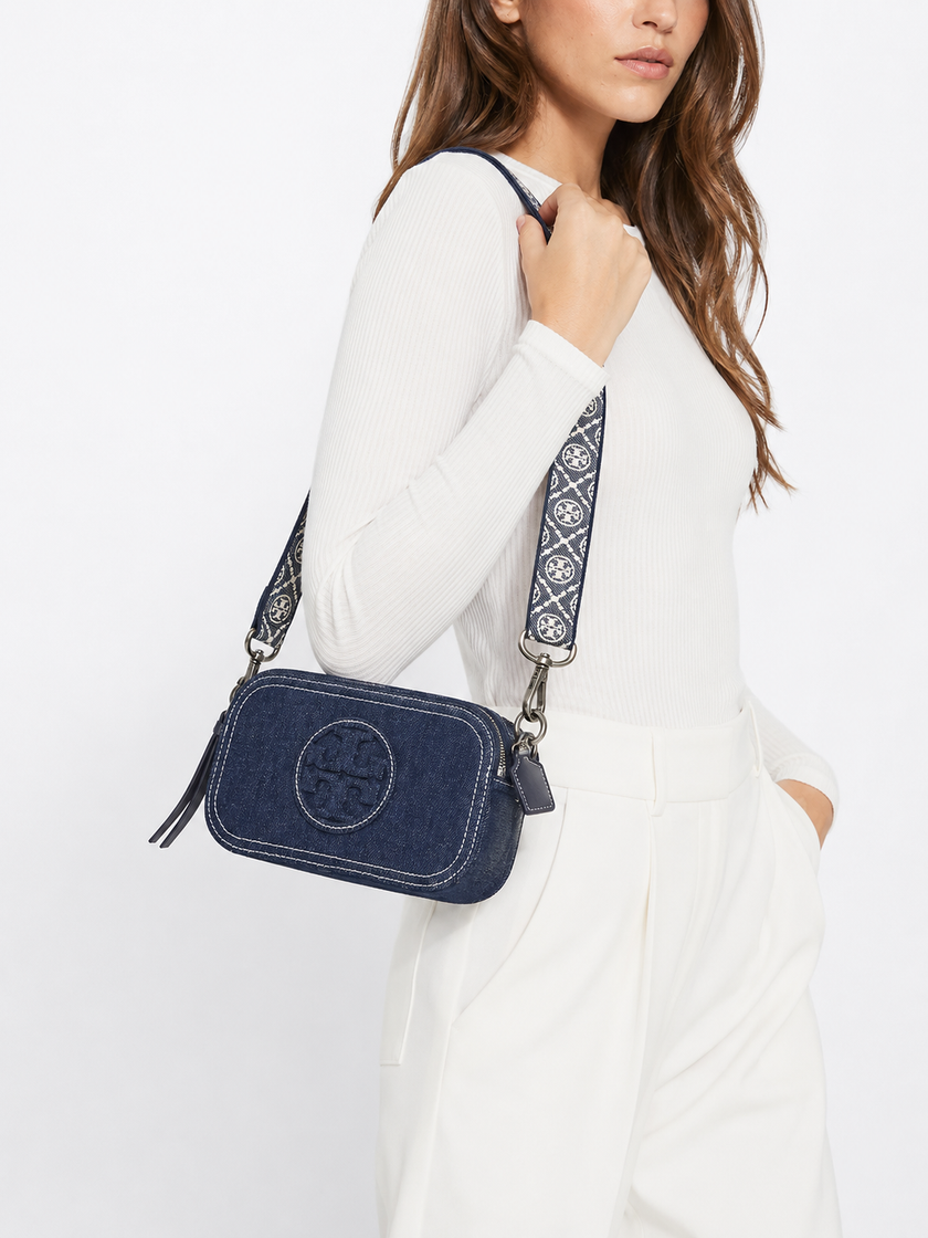 TORY BURCH Mini Miller Denim Crossbody Bag - Royal Navy