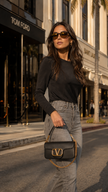 [At India] VALENTINO Loco shoulder Bag In Calfskin Leather Black