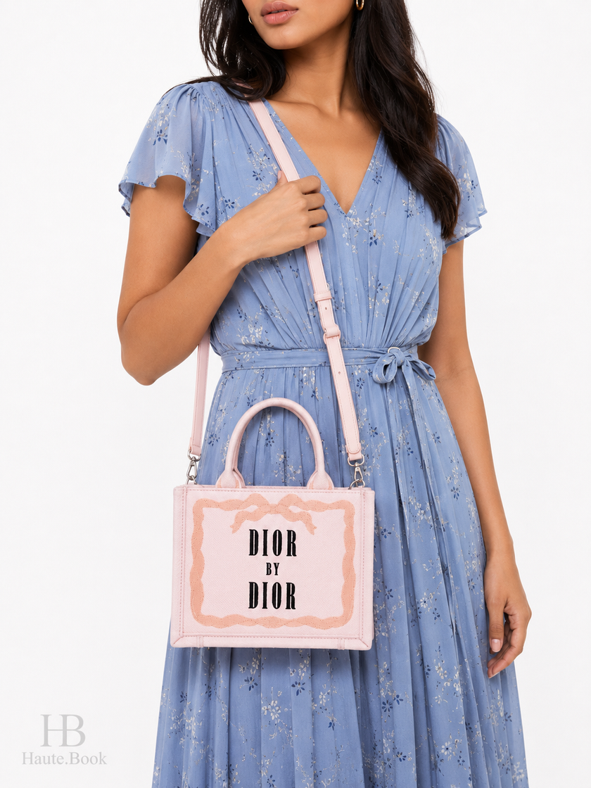 DIOR Mini Dior Book Tote with Strap Rose