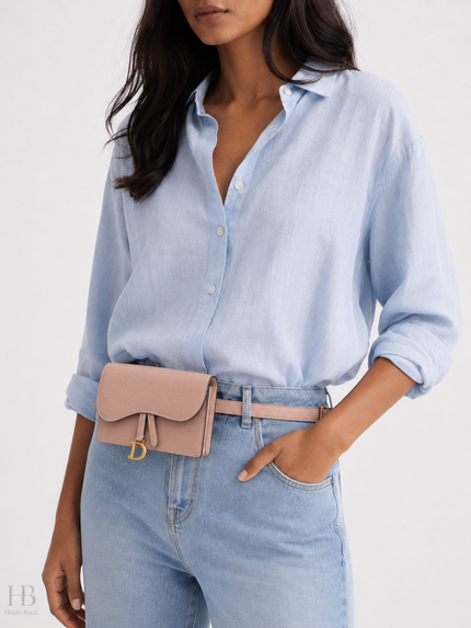 DIOR Saddle Belt Pouch Dusty Pink Matte Calfskin Gold Hardware