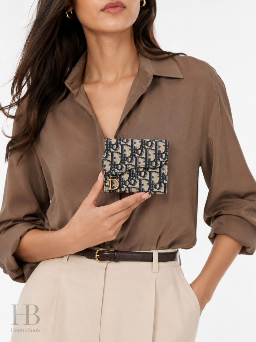DIOR Saddle Medium Flap Wallet Blue