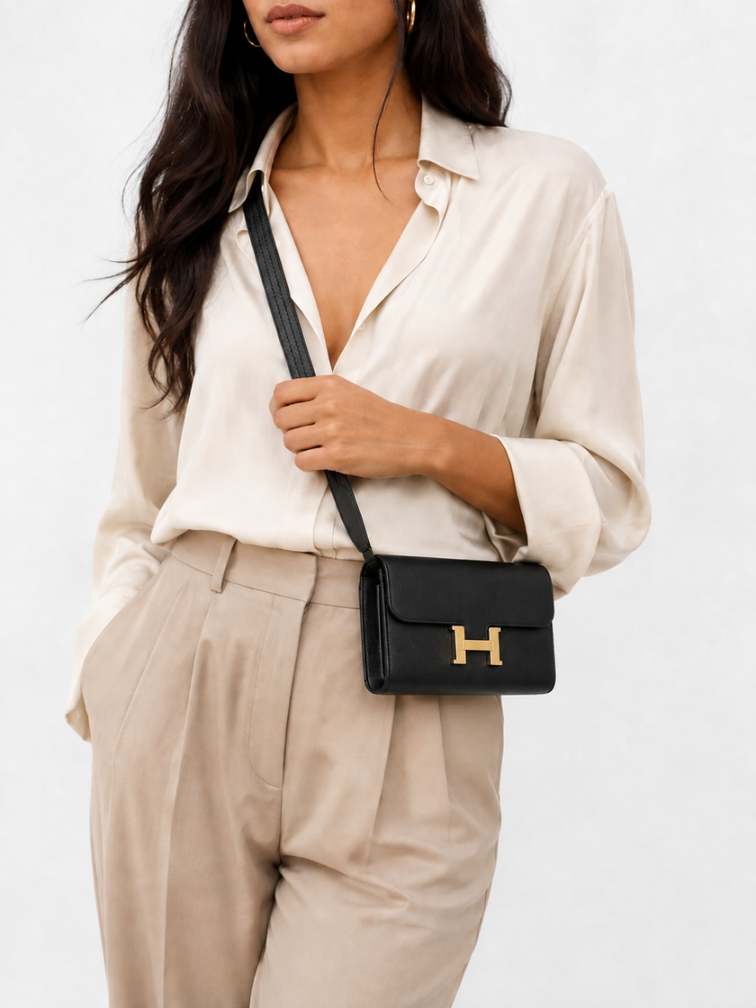 [Brand New] HERMES Constance to Go Black Epsom