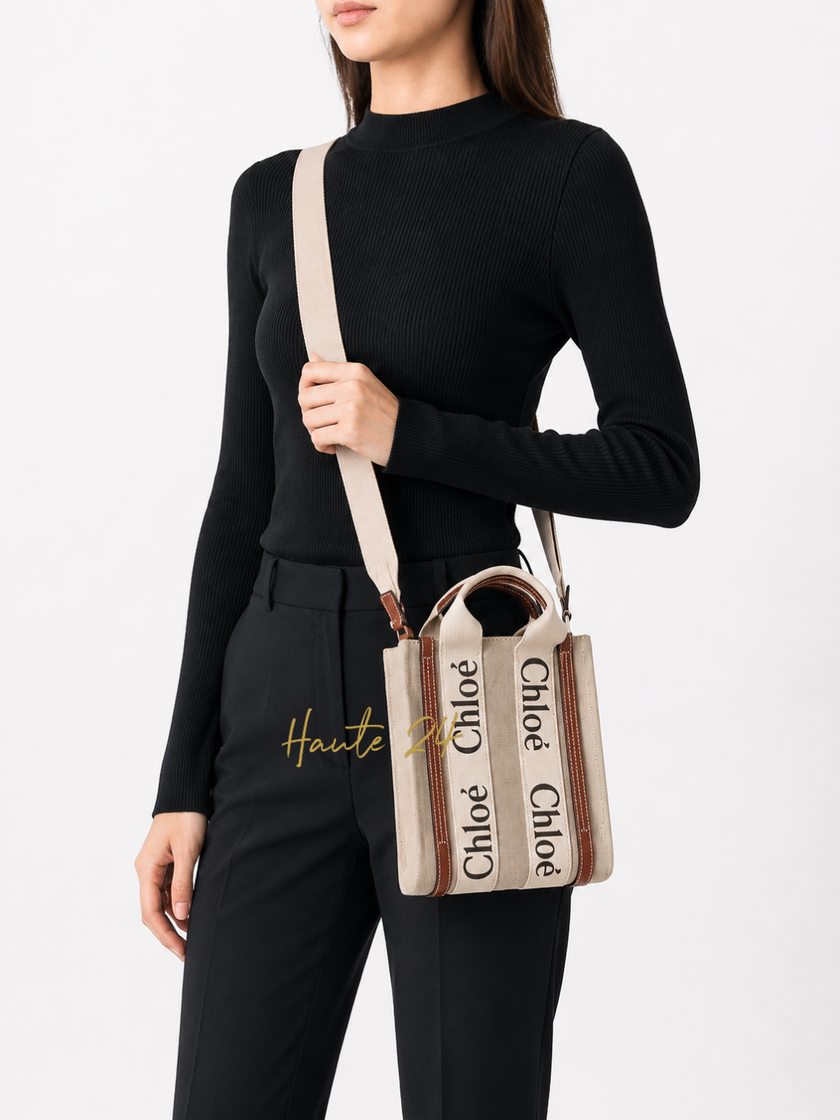 CHLOE Woody North South Mini Tote Bag