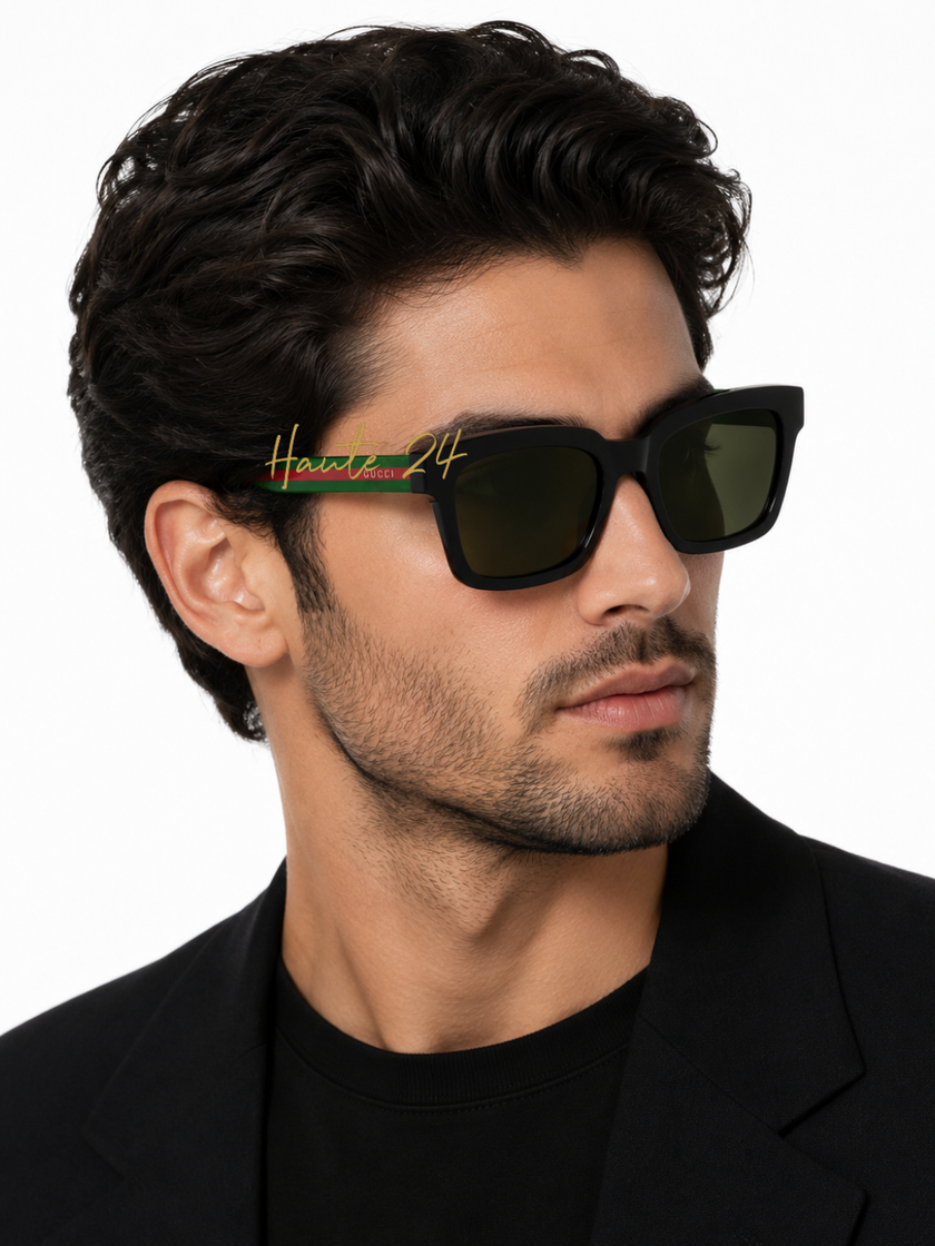 [At India] GUCCI Green Square Men's Sunglasses