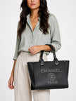 CHANEL Deauville Studded 2WAY Chain Tote Black
