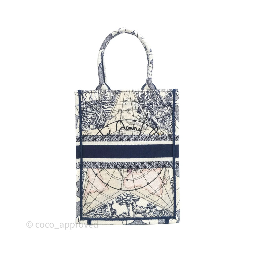 DIOR Around The World Vertical Book Tote Blue White