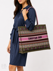 DIOR Book Tote Botanical Pattern Khaki/Purple/Multicolor