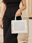 DIOR Small Book Tote Handbag Oblique Embroidery And Lace