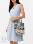 DIOR Around The World Vertical Book Tote Blue White