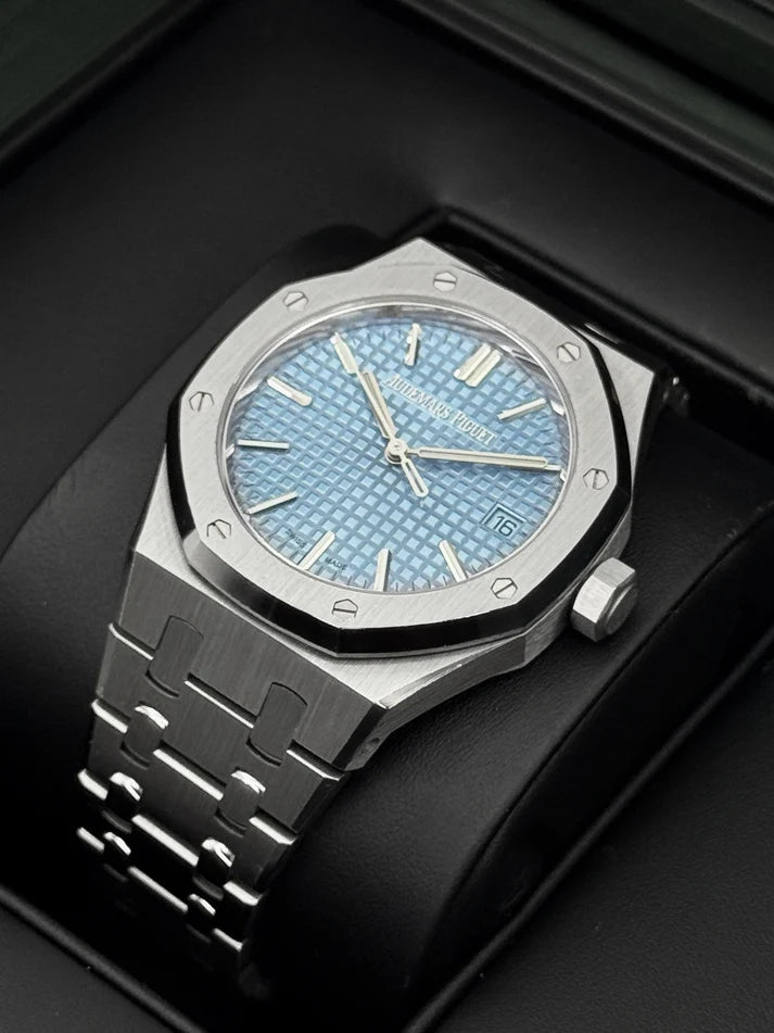 Audemars Piguet Royal Oak  15550ST.OO.1356ST.08 Stainless Steel Light Blue “Grande Tapisserie” Dial 37 mm
