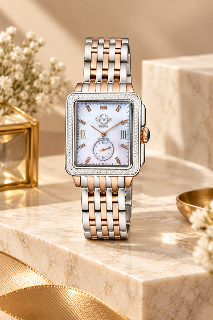 GV2 BY GEVRIL Bari Tortoise Mother of Pearl Dial Ladies Watch 34MM